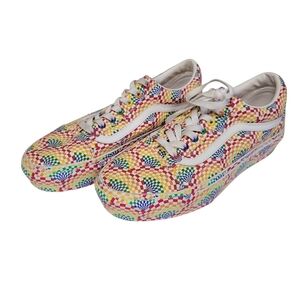 Vans Old Skool Rainbow Mosaic Sneakers Pride LGBTQ Rainbow Checkered Platform